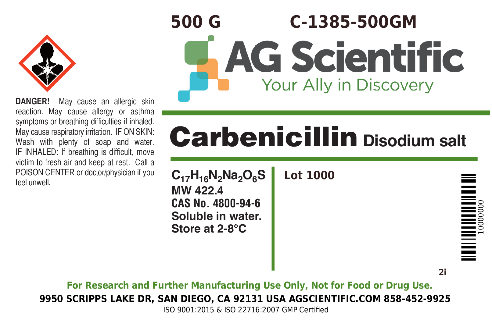 C Gm Carbenicillin Disodium Salt G