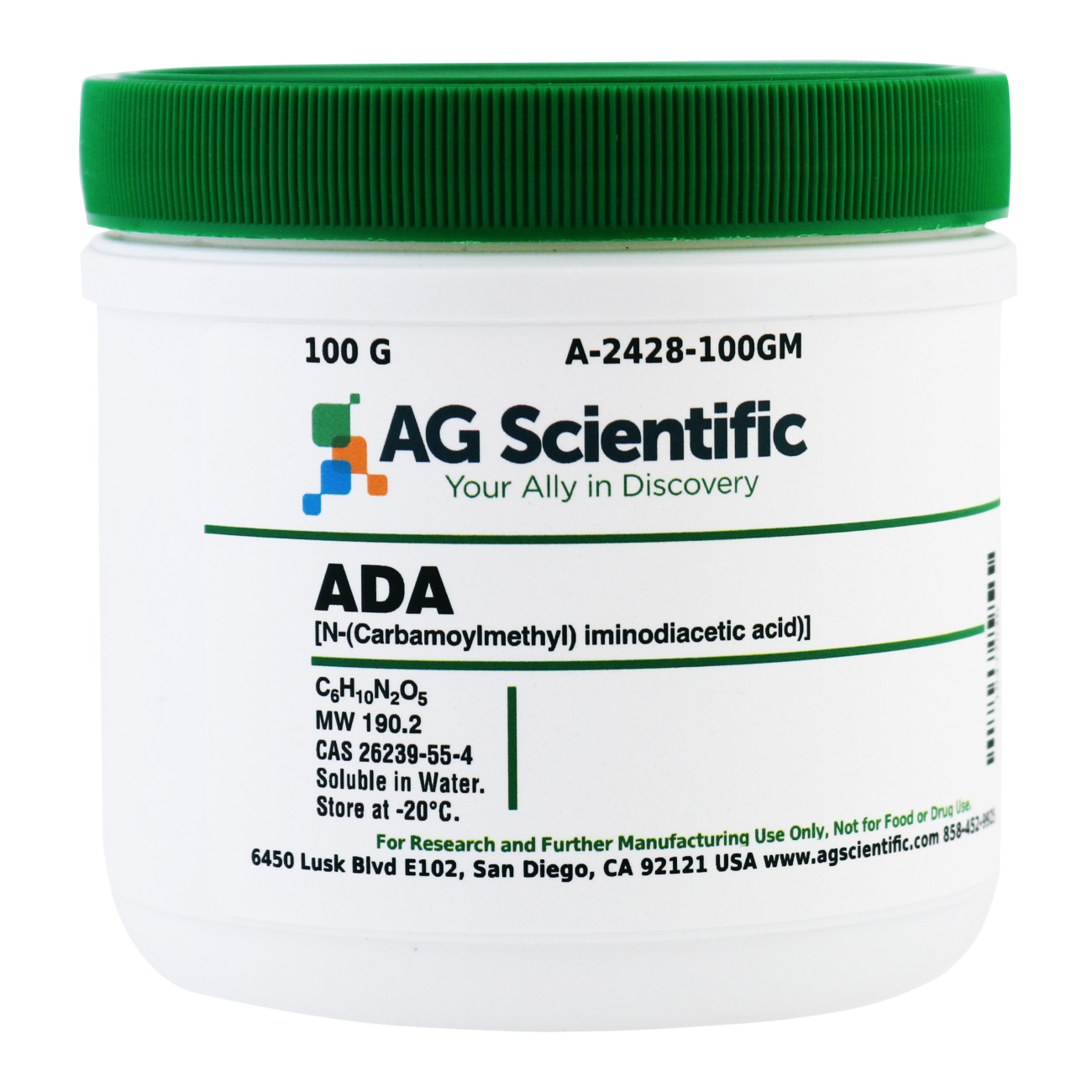 ADA [N-(Carbamoylmethyl) iminodiacetic acid], 100 G