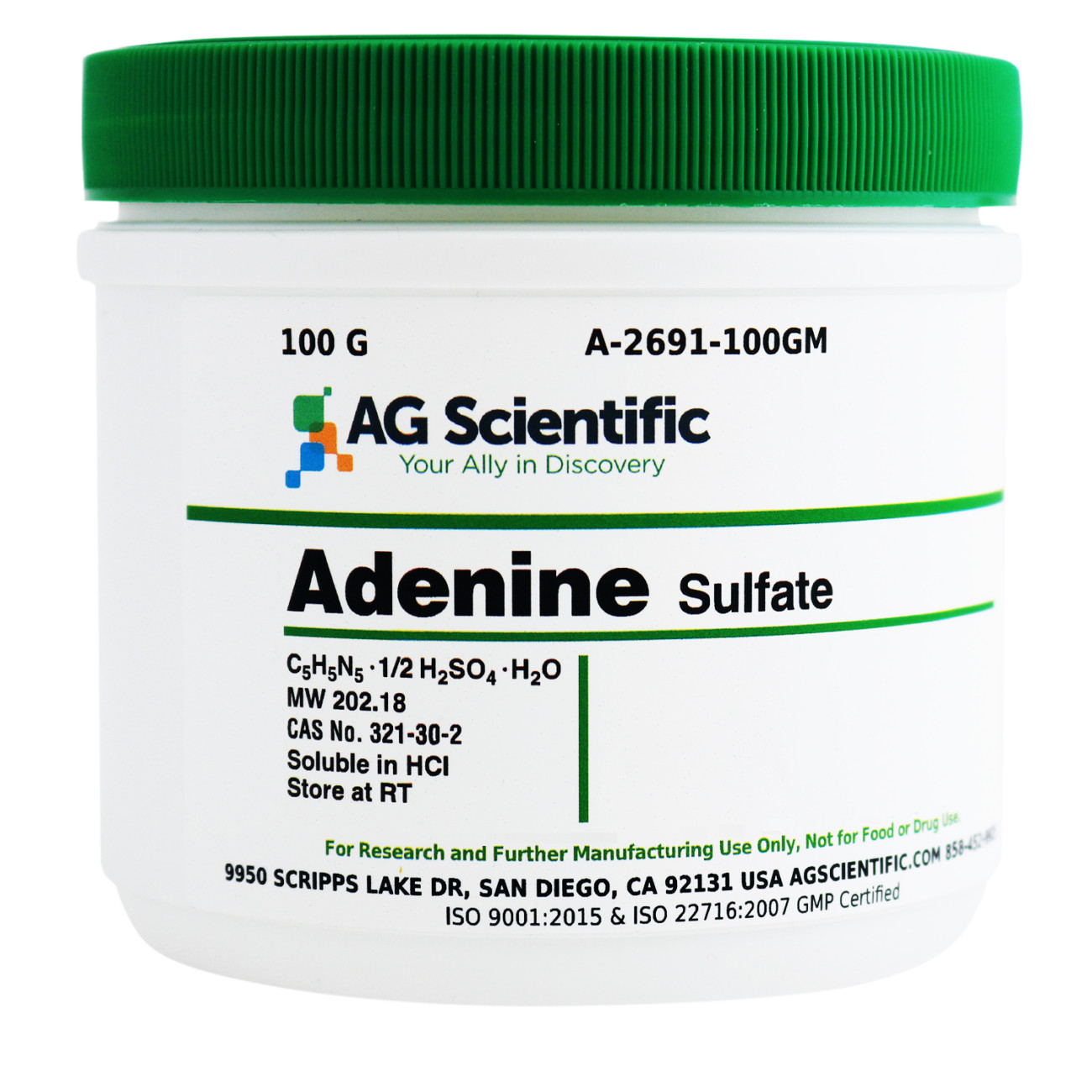 Adenine Sulfate [Adenine Hemisulfate Salt], 100 G