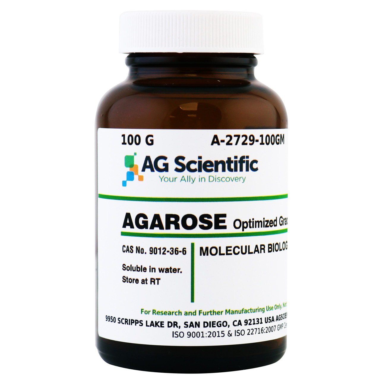 Agarose, for Routine Gel Electrophoresis, Molecular Biology Grade, High Gel Strength, 100 G