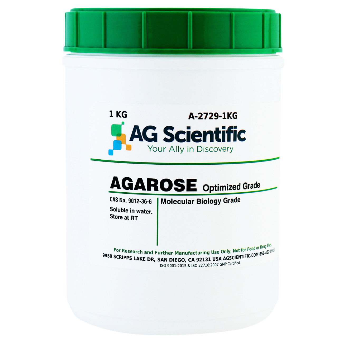 Agarose, for Routine Gel Electrophoresis, Molecular Biology Grade, High Gel Strength, 1 KG