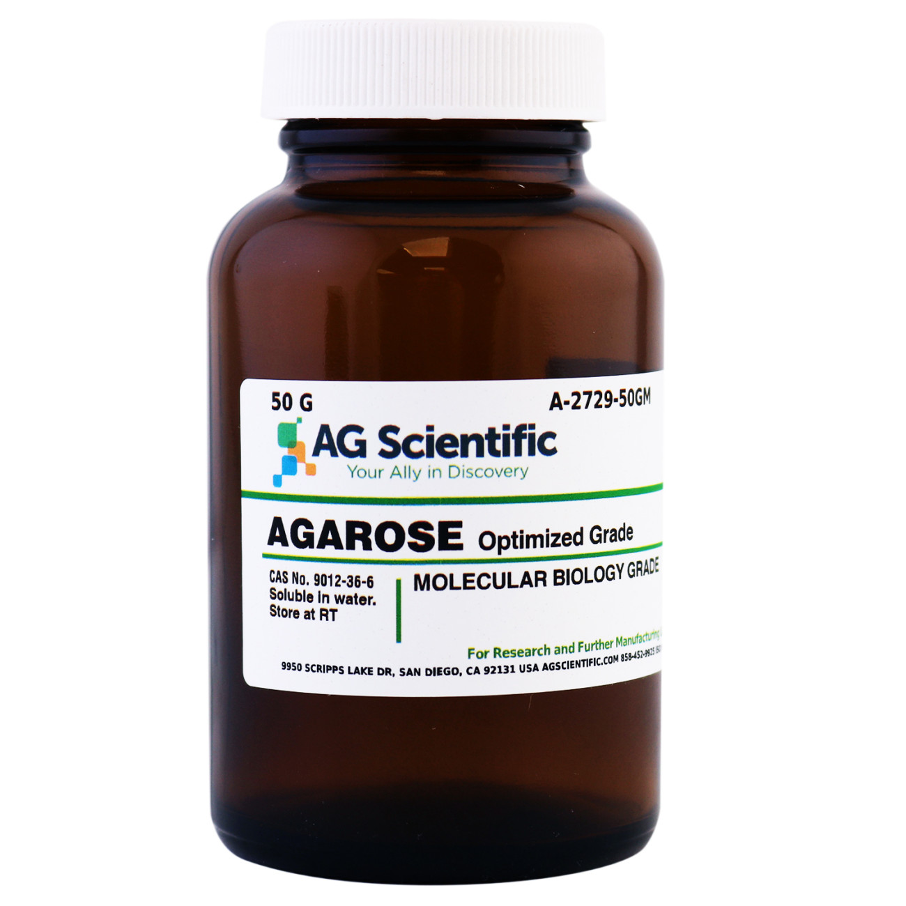 Agarose, for Routine Gel Electrophoresis, Molecular Biology Grade, High Gel Strength, 50 G