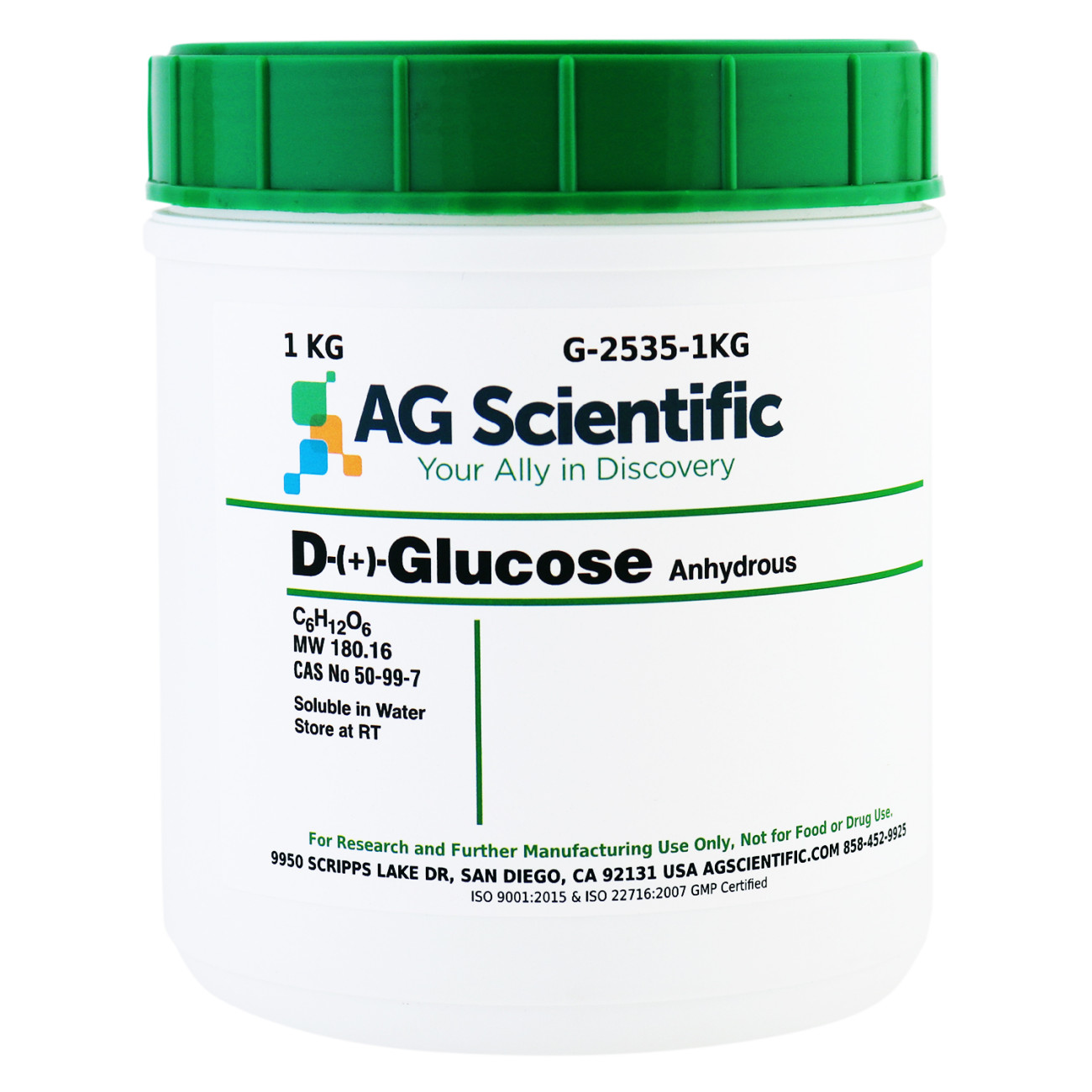D-(+)-Glucose [Dextrose Anhydrous], USP Grade, 1 KG