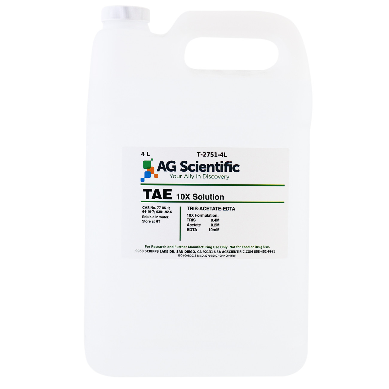 TAE [TRIS Acetate EDTA] 10X Solution, 4 L