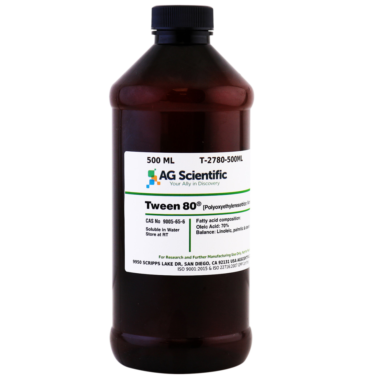 Tween 80 (Polyoxyethylenesorbitan, Monooleate), 500 ML