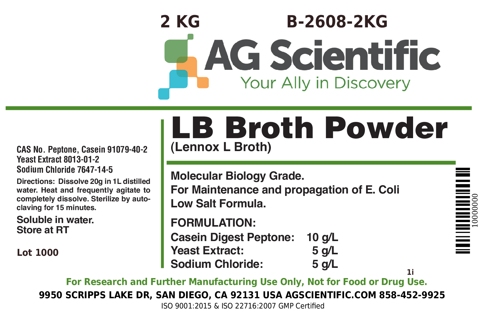 LB Broth [Lennox L Broth], Powder, 2 KG