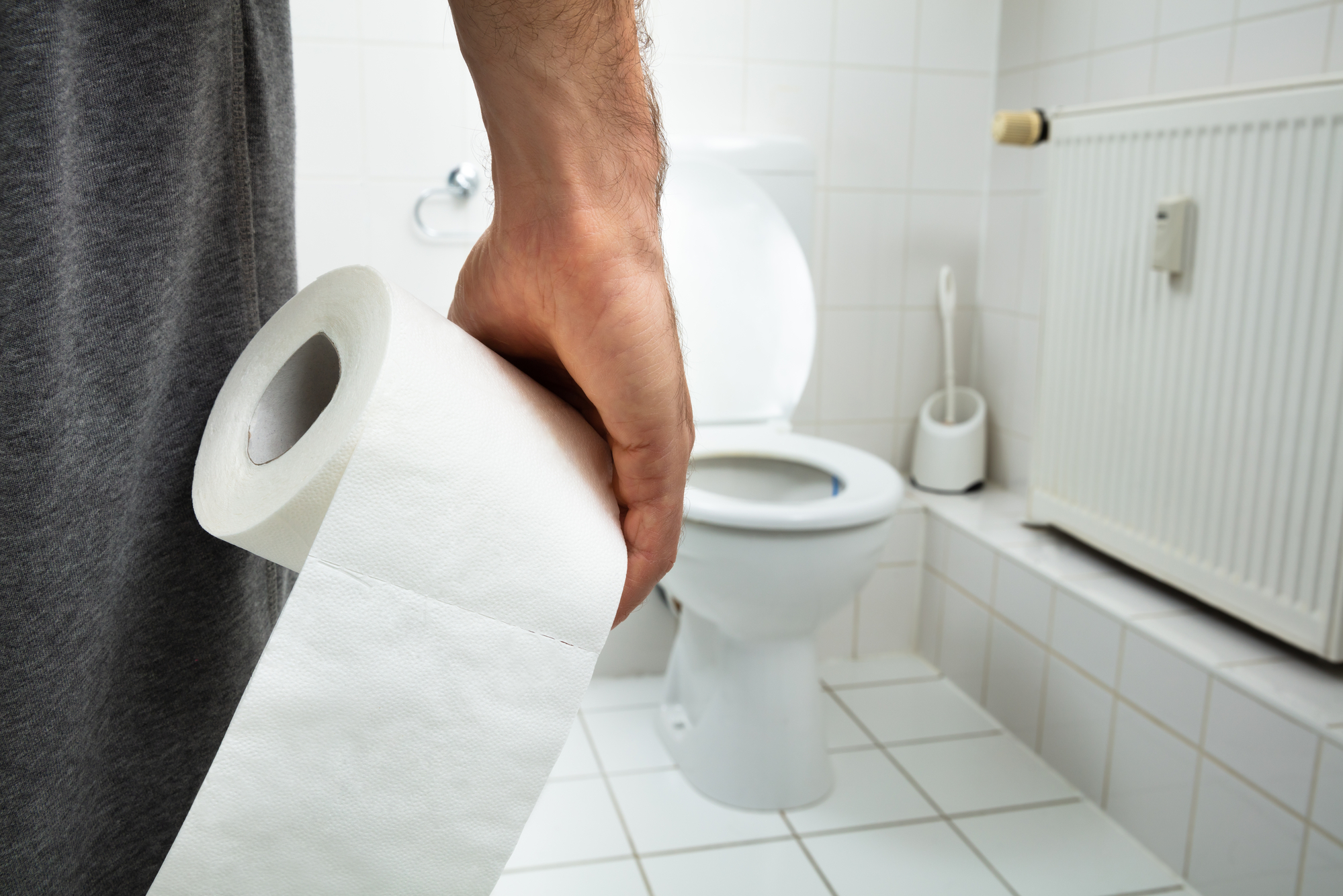 Man Suffers From Diarrhea Holding Tissue Paper Roll
